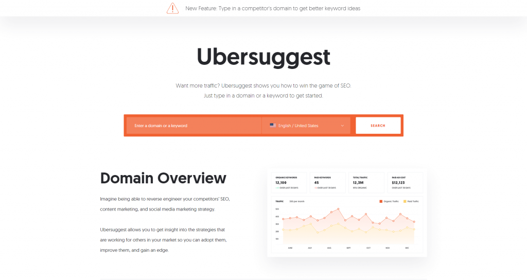 UberSuggest Home Page