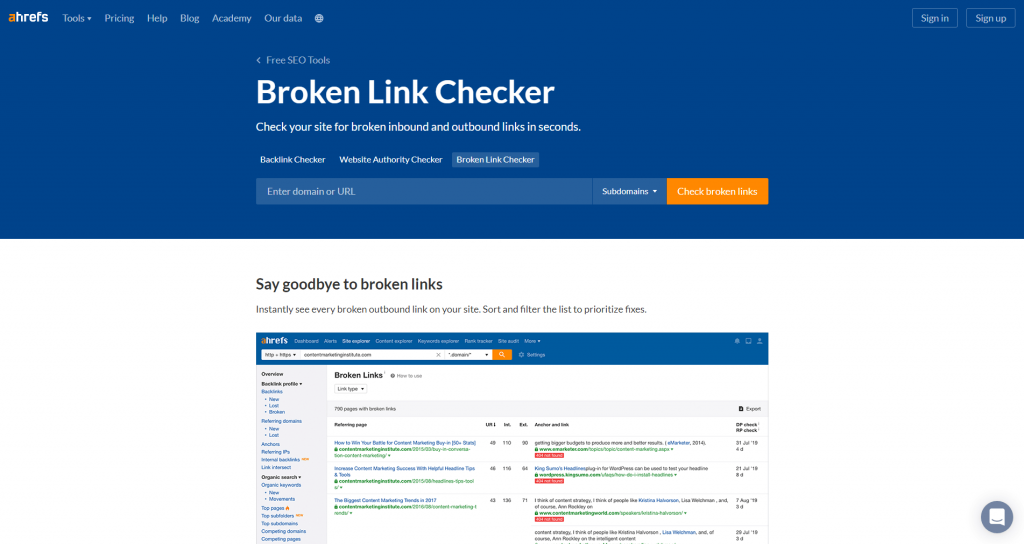 AHrefs Broken Link Checker