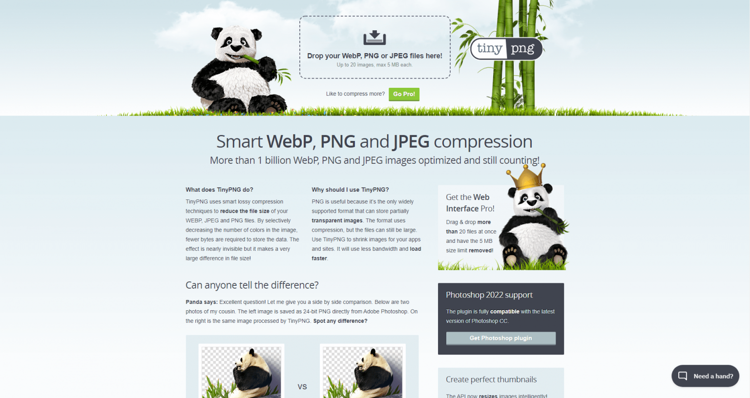 TinyPNG Home Page Pandas
