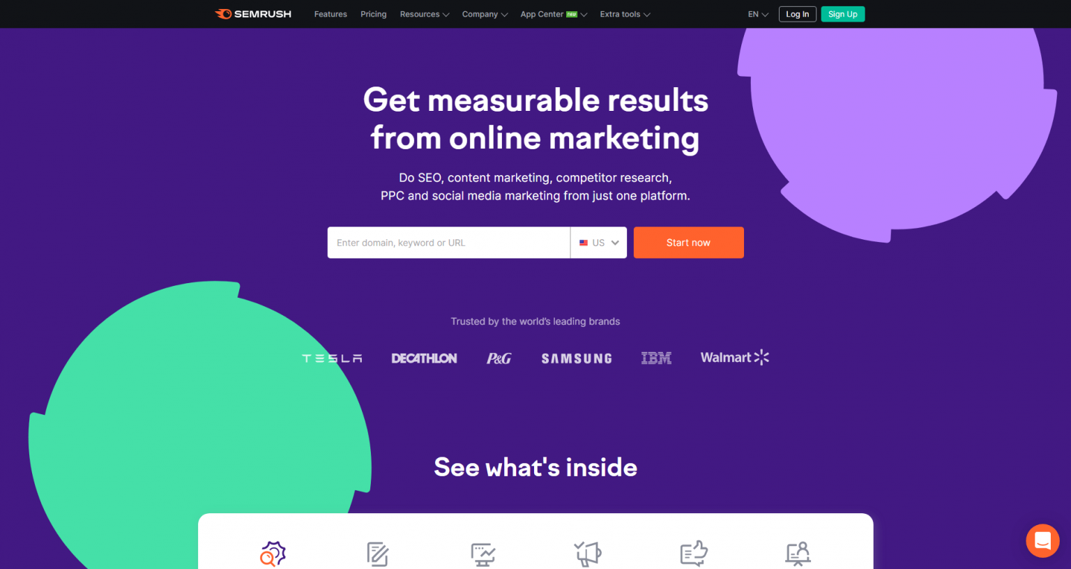 SemRush Home Page